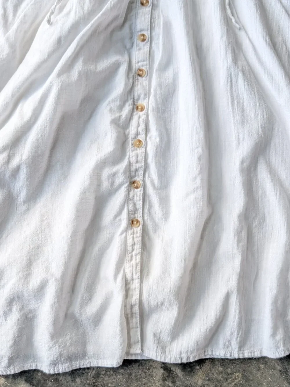Anthropologie Pilcro White Shirred Corset Buttondown Long Sleeve Midi Dress - Picture 7 of 11